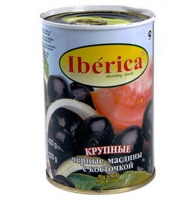 Маслины черные с косточкой Iberica 420 гр