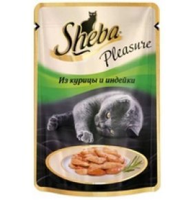 Консервы для взрослых кошек Sheba Appetito, с курицей и индейкой в желе, 85г