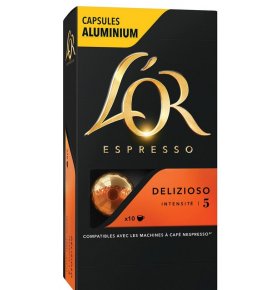 Кофе натуральный жареный молотый в алюминиевых капсулах L’OR Espresso Delizioso 5,2 гр х 10 шт