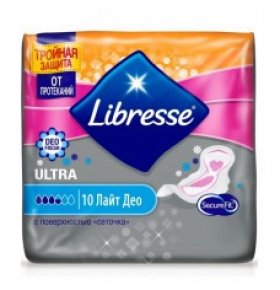 Прокладки Ultra Light Deo с поверхностью сеточка Libresse 10 шт