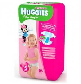 Huggies Подгузники ''Ultra Comfort'' 12-22кг для девочек  15шт/уп