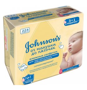 Детские влажные салфетки От макушки до пяточек без отдушки Johnson's 224 шт
