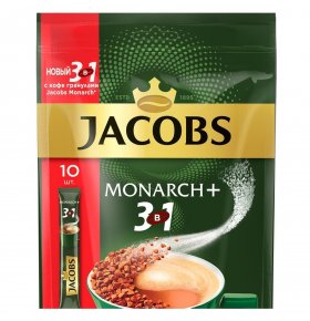 Напиток кофейный растворимый в стиках Jacobs Monarch 3 в 1 10 шт