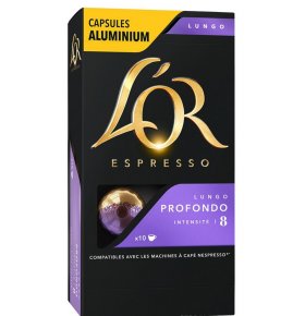 Кофе натуральный жареный молотый в алюминиевых капсулах L’OR Espresso Lungo Profondo 5,2 гр х 10 шт