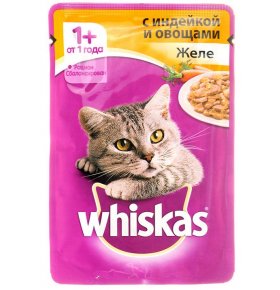 Влажный корм для кошек кусочки индейка овощи Whiskas 85 гр