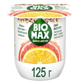 Йогурт Цитрусовый микс с киноа и семенами льна 1,6% Biomax 125 гр