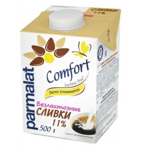 Сливки Comfort питьевые безлактозные ультрапастеризованные 11% Parmalat 500 гр