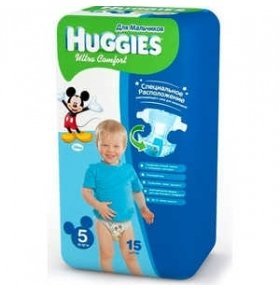 Подгузники Huggies ''Ultra Comfort'' 12-22кг для мальчиков  15шт/уп
