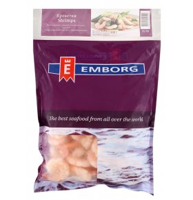 Креветки очищенные с хвостиком варено-мороженые 31/40 Emborg 425 гр