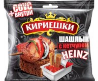 Сухарики Шашлык ржаные 60 гр кетчуп Heinz 25 гр Кириешки