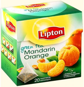 Чай зеленый Байховый Mandarin Orange Green Tea Цедрой цитрус Lipton 20 пир