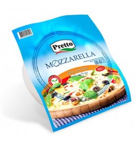 Сыр мягкий моцарелла 45% для пиццы Pretto 460 гр
