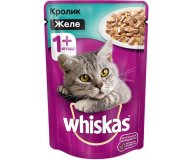 Влажный корм для взрослых кошек, кролик желе Whiskas 85 гр
