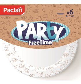 Упаковка тарелок бумажных Party Free Time 17 см Paclan 6 тарелок