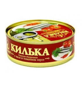 Рыбные консервы килька обжаренная с чили в томатном соусе Keano 240 гр
