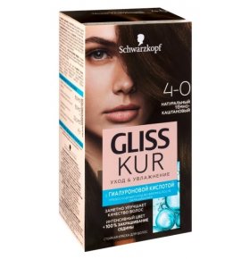 Краска для волос Уход и Увлажнение Тёмно-каштановый 4-0 Schwarzkopf Gliss Kur 1 уп