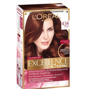 Стойкая крем-краска для волос Excellence оттенок 4.54, Богатый Медный L'Oreal Paris