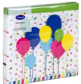 Салфетки бумажные 3-слойные Balloons And Confet 33 х 33 см Duni 20 шт