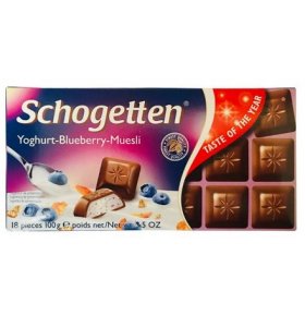 Шоколад йогурт с черникой и мюсли Schogetten 100 гр