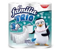 Туалетная бумага Trio белая трехслойная Familia 8 рул