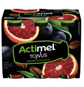 Кисломолочный напиток Tonus Асаи Красный Апельсин Кофе 2,5% Actimel 100 гр