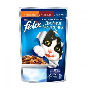 Корм для кошек Felix двойная вкуснятина индейка с печенью 85г