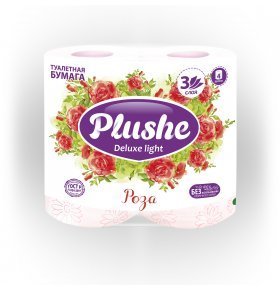 Туалетная бумага Deluxe light роза 3-слойная Plushe 4 рулона