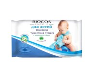 Бумага туалетная BioCos, влажная детская, 45 шт