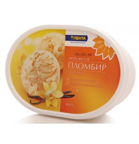 Мороженое Пломбир ванильный Лента 400 гр