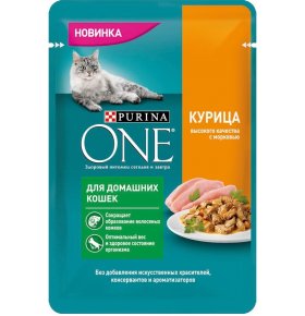 Корм с курицей и морковью для кошек Purina One 75 гр