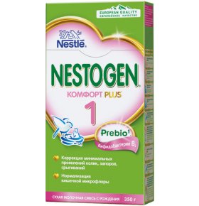 Смесь 1 Комфорт Plus с пребиотиками и пробиотиками для детей с рождения Nestogen 350 гр