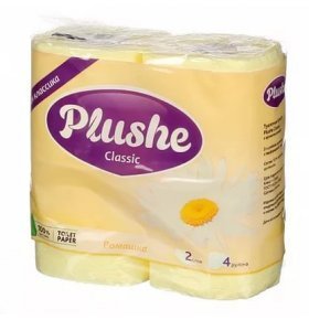 Туалетная бумага Classic Ромашка желтая 2-слойная Plushe 4 рул