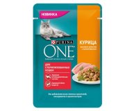 Корм для стерилизованных кошек и кастрированных котов с курицей и зеленой фасолью Purina ONE 75 гр