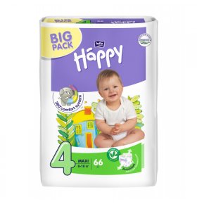 Подгузники детские Happy Green Tea 3D Maxi 8-18 кг Bella Baby 66 шт