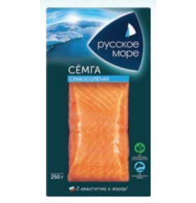 Семга филе-кусок слабосоленая вакуумная упаковка Русское море 250 гр