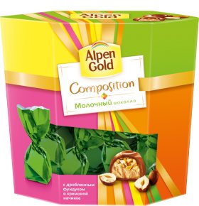 Конфеты молочный шоколад Composition Alpen Gold 145 гр