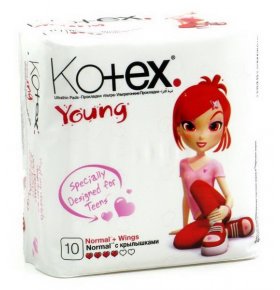Прокладки Kotex Young для подростков normal с крылышками 10 шт