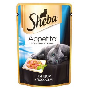 Консервы для взрослых кошек Appetito с тунцом и лососем в желе Sheba 85 гр