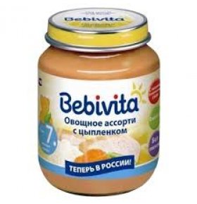 Пюре Овощное ассорти с цыпленком Bebivita 100 гр