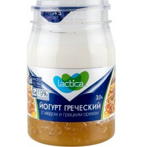 Йогурт Греческий с медом и грецким орехом 3% Lactica 190 гр