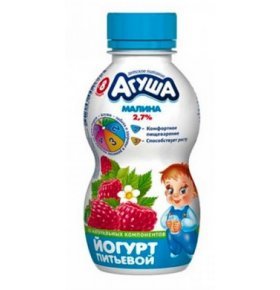 Йогурт питьевой малина 2,7% Агуша 200 гр