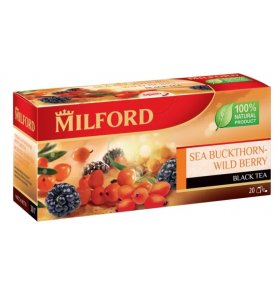 Чай черный Sea buckthorn-wild berries в пакетиках Milford 40 гр