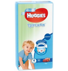 Подгузники-трусики для мальчиков 4 9-14 кг Huggies 52 шт