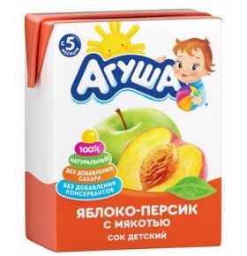 Сок яблоко-персик с витамином С Агуша 200 гр