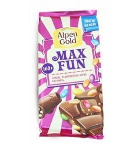 Шоколад молочный с арахисом и драже Alpen Gold 160 гр