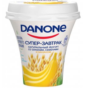 Супер-завтрак Йогурт питьевой Злаки Семена и Банан 2,6% Danone 235 гр