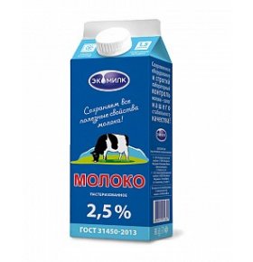 Молоко ультрапастеризованное 2,5% Экомилк 924 мл