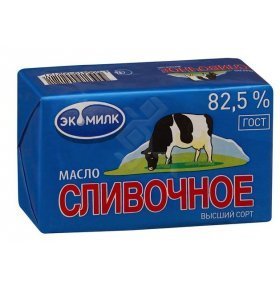 Масло сливочное не соленое Экомилк 82,5% 450г
