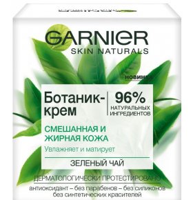 Увлажняющий Ботаник-крем для лица Зеленый Чай матирующий для смешанной и жирной кожи Garnier 50 мл