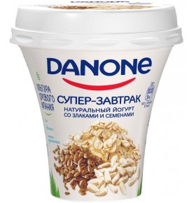 Супер-завтрак Йогурт питьевой Злаки и Семена 2,6% Danone 235 гр